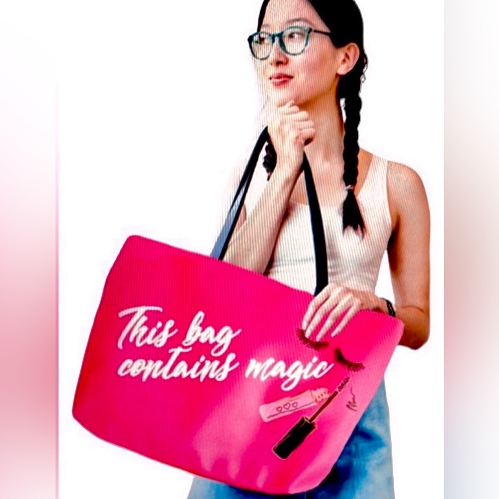 Vibrant Pink and Black Canvas Tote Bag